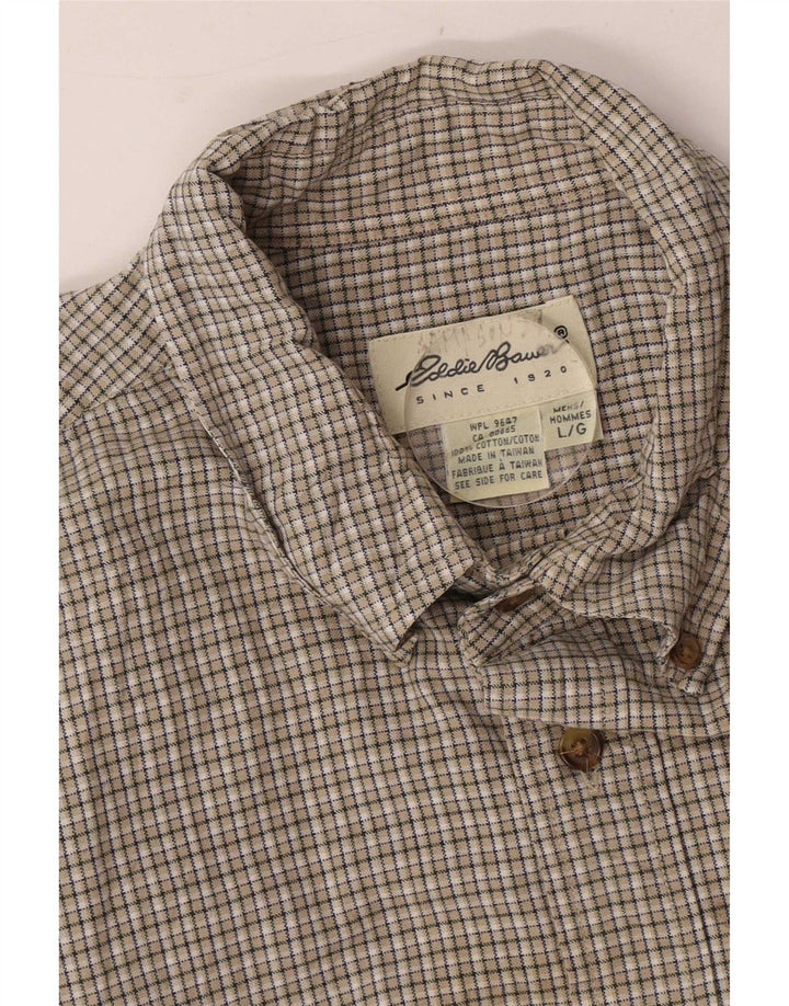Ανδρικό πουκάμισο Eddie Bauer σε μεγάλο καφέ Gingham Cotton