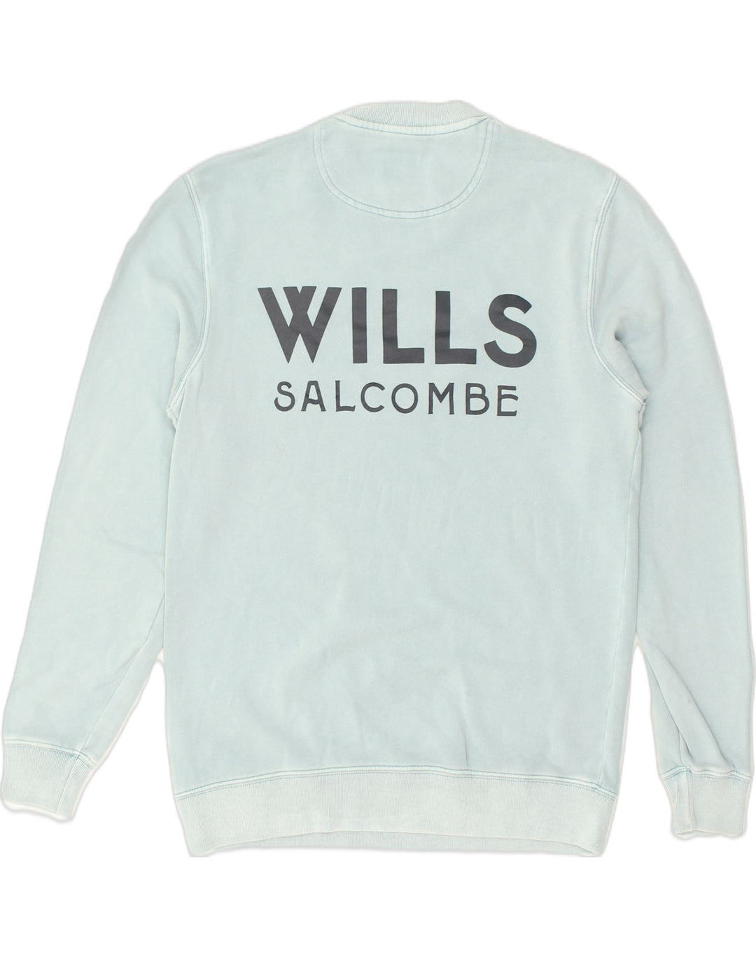 JACK WILLS Mens Garment Dyed Graphic Sweatshirt Jumper Small Blue Cotton | Vintage Jack Wills | Thrift | Second-Hand Jack Wills | Used Clothing | Messina Hembry 