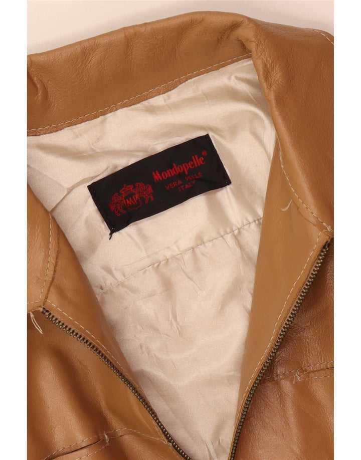 Vintage Γυναικείο Δερμάτινο Μπουφάν UK 8 Small Beige