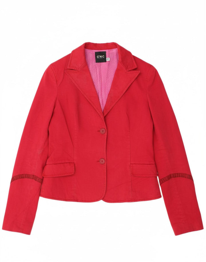 CNC COSTUME NATIONAL Womens 2 Button Blazer Jacket IT 42 Medium Red Cotton