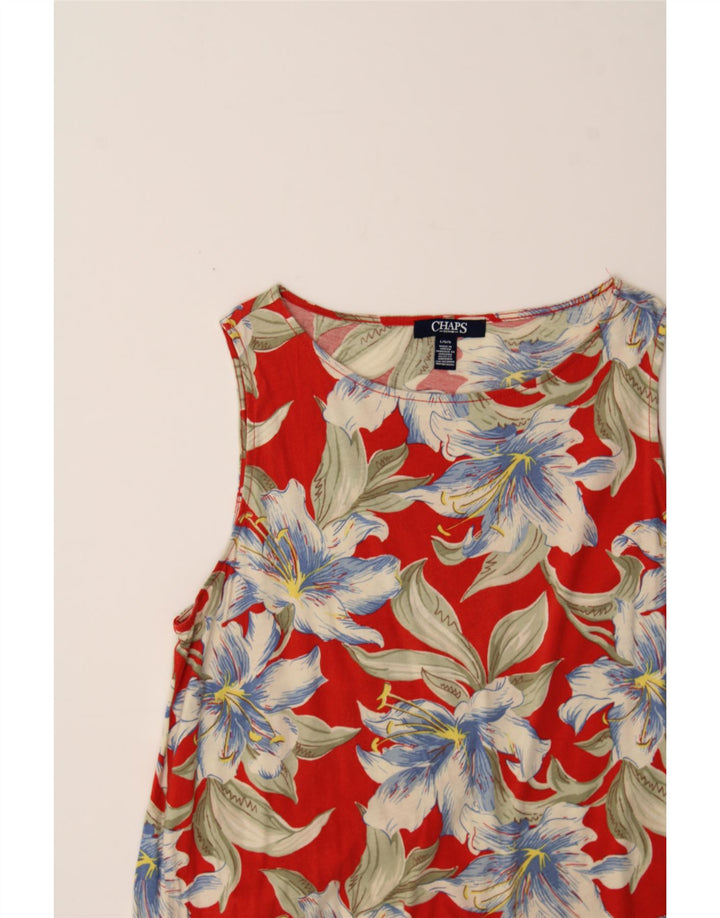 CHAPS Womens Vest Top UK 14 Large Red Floral Cotton Vintage Chaps and Second-Hand Chaps from Messina Hembry 