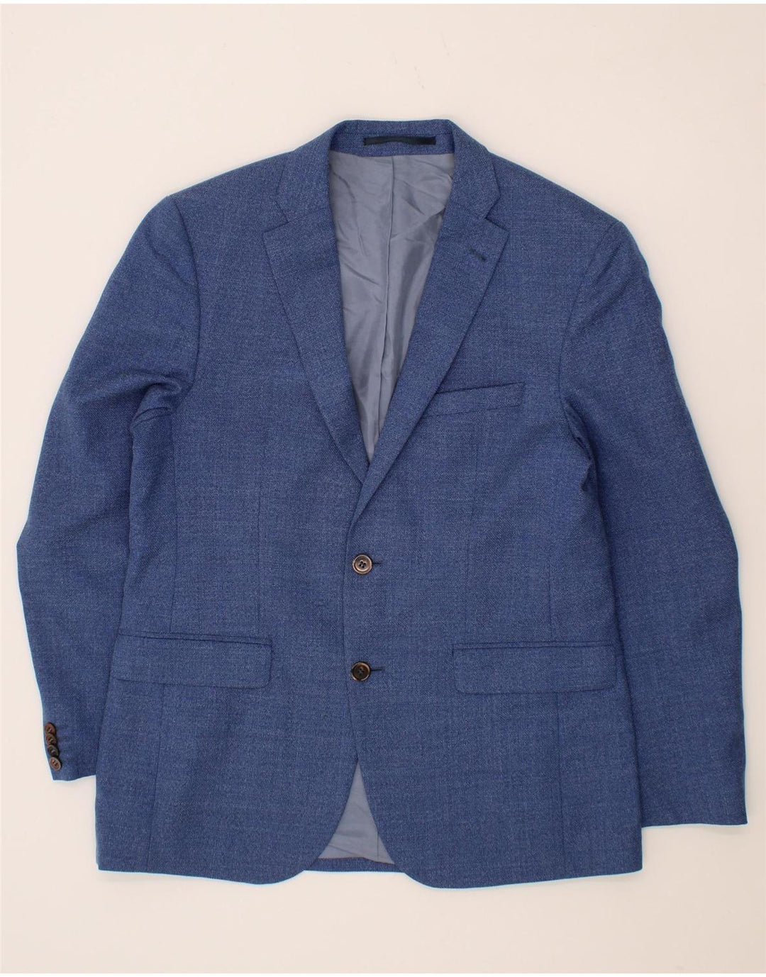 MASSIMO PASCALI Mens 2 Button Blazer Jacket IT 48 Medium Blue New Wool Vintage Massimo Pascali and Second-Hand Massimo Pascali from Messina Hembry 
