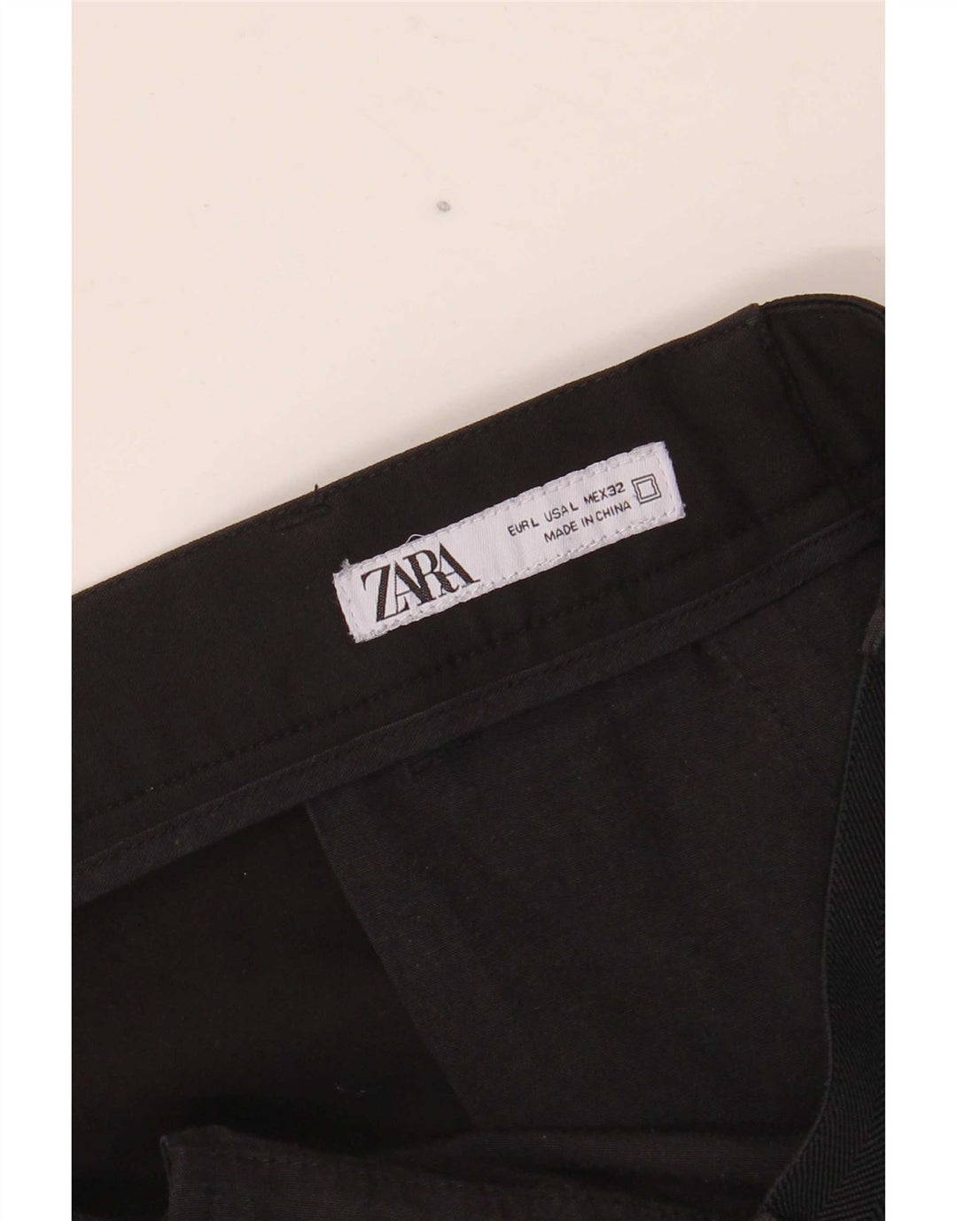 Zara Ανδρικό Slim παντελόνι Chino μεγάλο W32 L27 Μαύρο