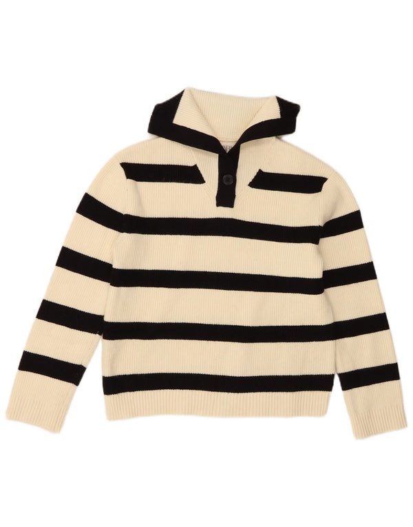Zara Girls Polo πουλόβερ με λαιμόκοψη 11-12 ετών με λευκή ριγέ βισκόζη