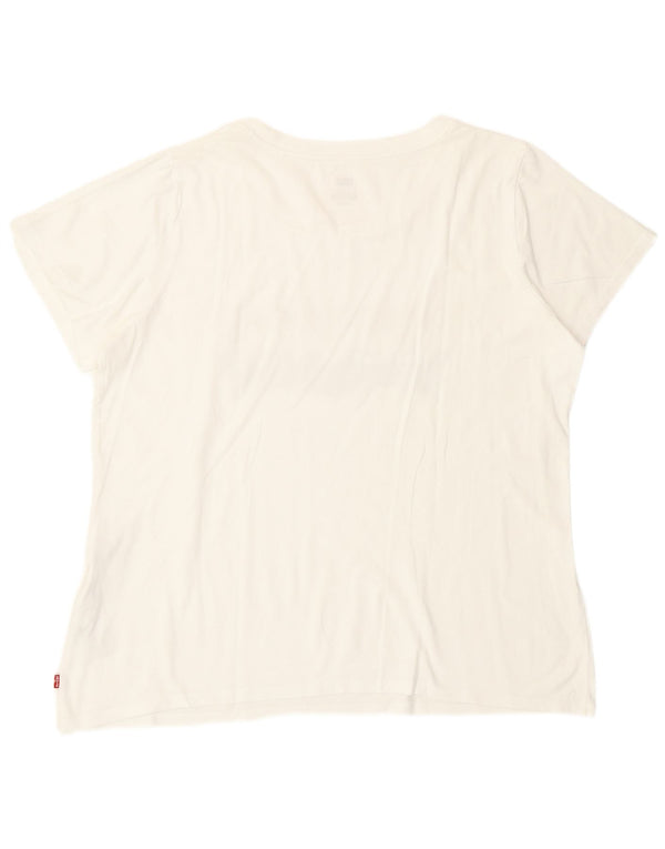 Γυναικείο γραφικό T-Shirt Levi's Top UK 18 XL Λευκό βαμβακερό