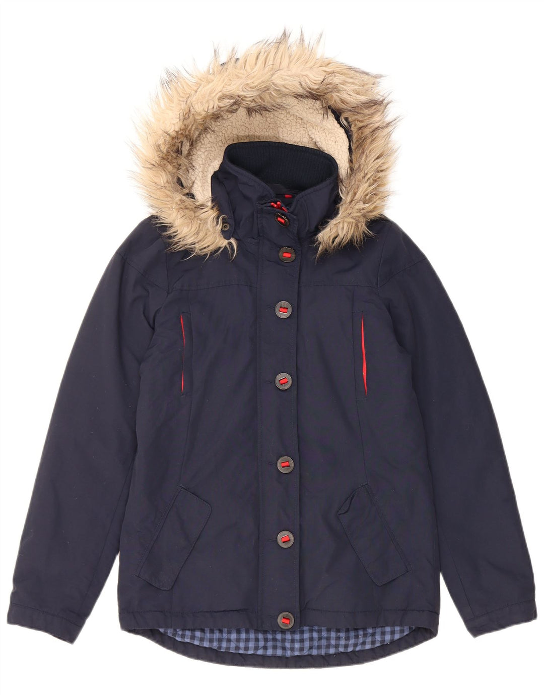 Fat Face Γυναικείο μπουφάν με κουκούλα UK 8 Small Navy Blue Nylon