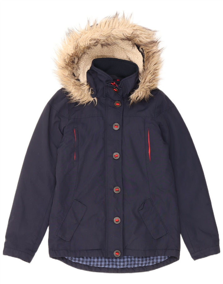 Fat Face Γυναικείο μπουφάν με κουκούλα UK 8 Small Navy Blue Nylon