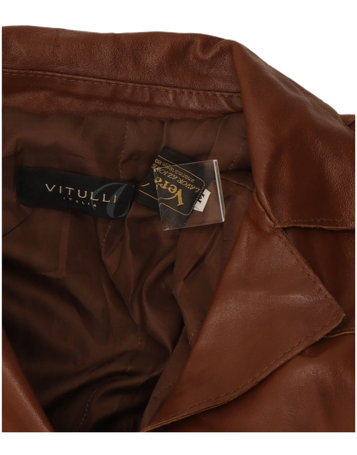 Vintage Γυναικείο Δερμάτινο Μπουφάν UK 12 Δερμάτινο Μεσαίο Καφέ