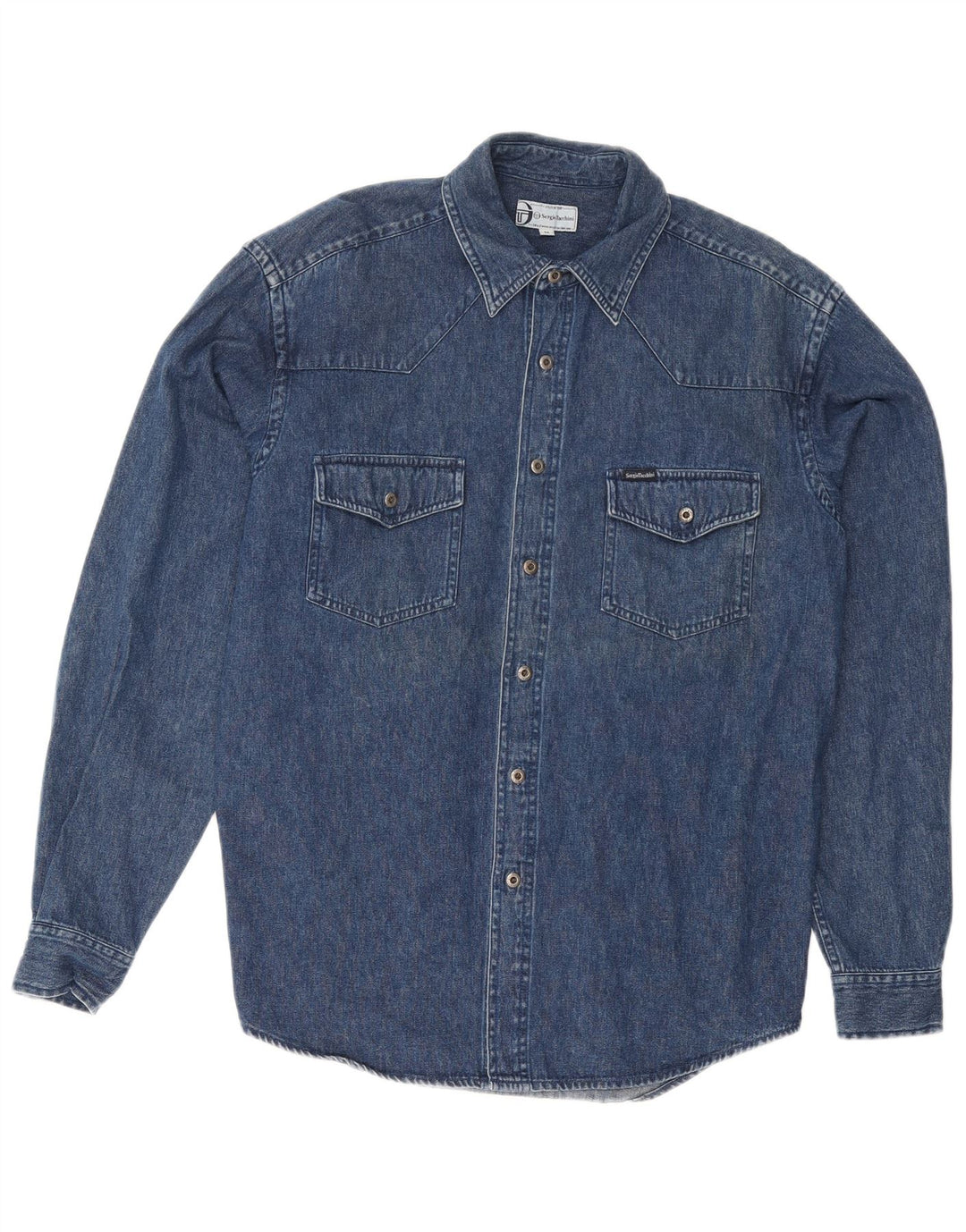 Ανδρικό τζιν πουκάμισο Sergio Tacchini, Βαμβακερό μεσαίο ναυτικό