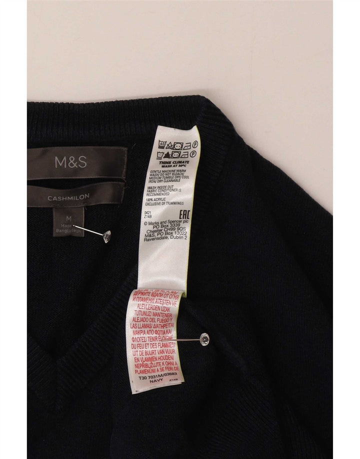 Marks & Spencer Ανδρικό πουλόβερ με λαιμόκοψη με λαιμόκοψη με μεσαίο μπλε ακρυλικό