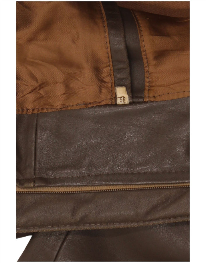 Vintage Ανδρικό Στρατιωτικό Δερμάτινο Μπουφάν IT 52 XL Καφέ