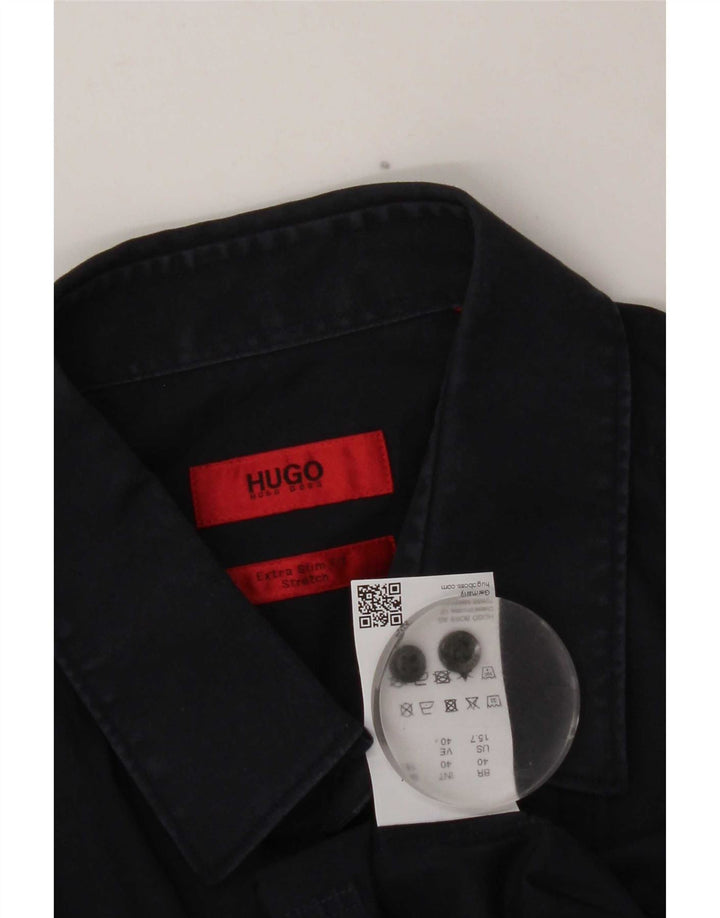 Ανδρικό πουκάμισο Hugo Boss με έξτρα λεπτή εφαρμογή, νούμερο 40 μεσαίου μπλε βαμβακερό