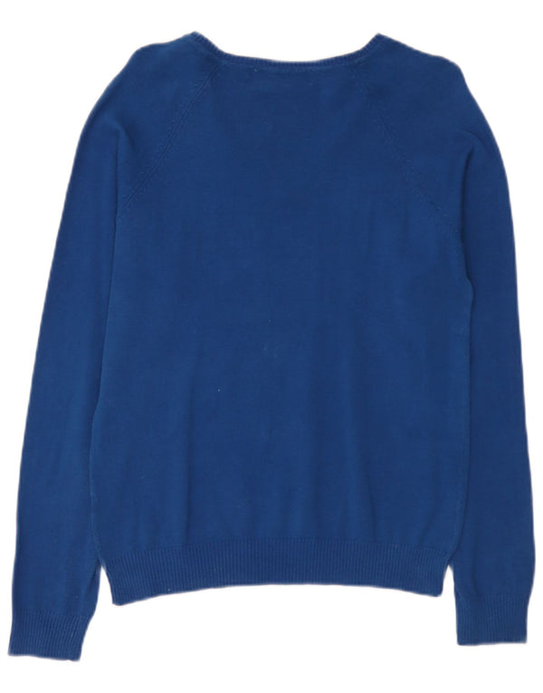 Γυναικείο πουλόβερ Zara με V λαιμόκοψη UK 18 XL Μπλε βαμβακερό