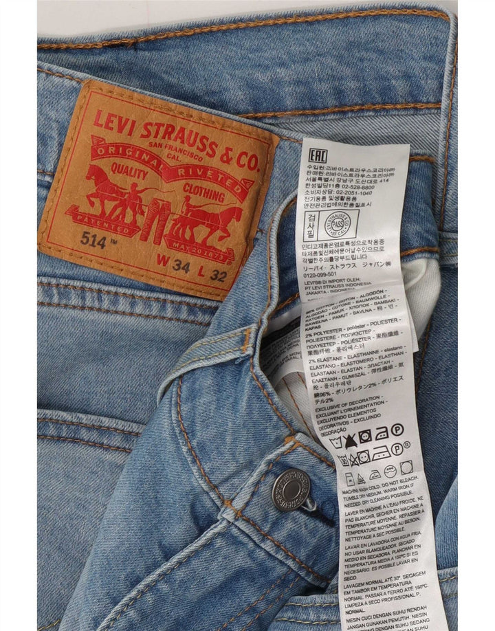 Levi's Mens 514 Straight Jeans W34 L32 Μπλε βαμβακερό