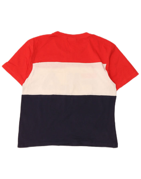 Fila Γυναικείο T-Shirt Top UK 6 XS Red Colourblock Βαμβακερό