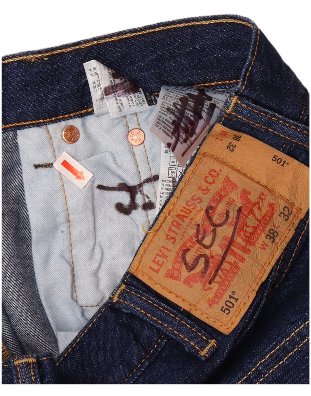 LEVI'S Ανδρικό τζιν 501 ίσιο W38 L27 Μπλε βαμβακερό
