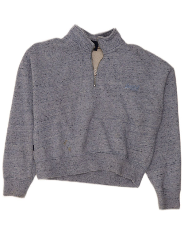 Γυναικείο φούτερ με φερμουάρ SUPERDRY Jumper UK 12 Medium Blue Flecked