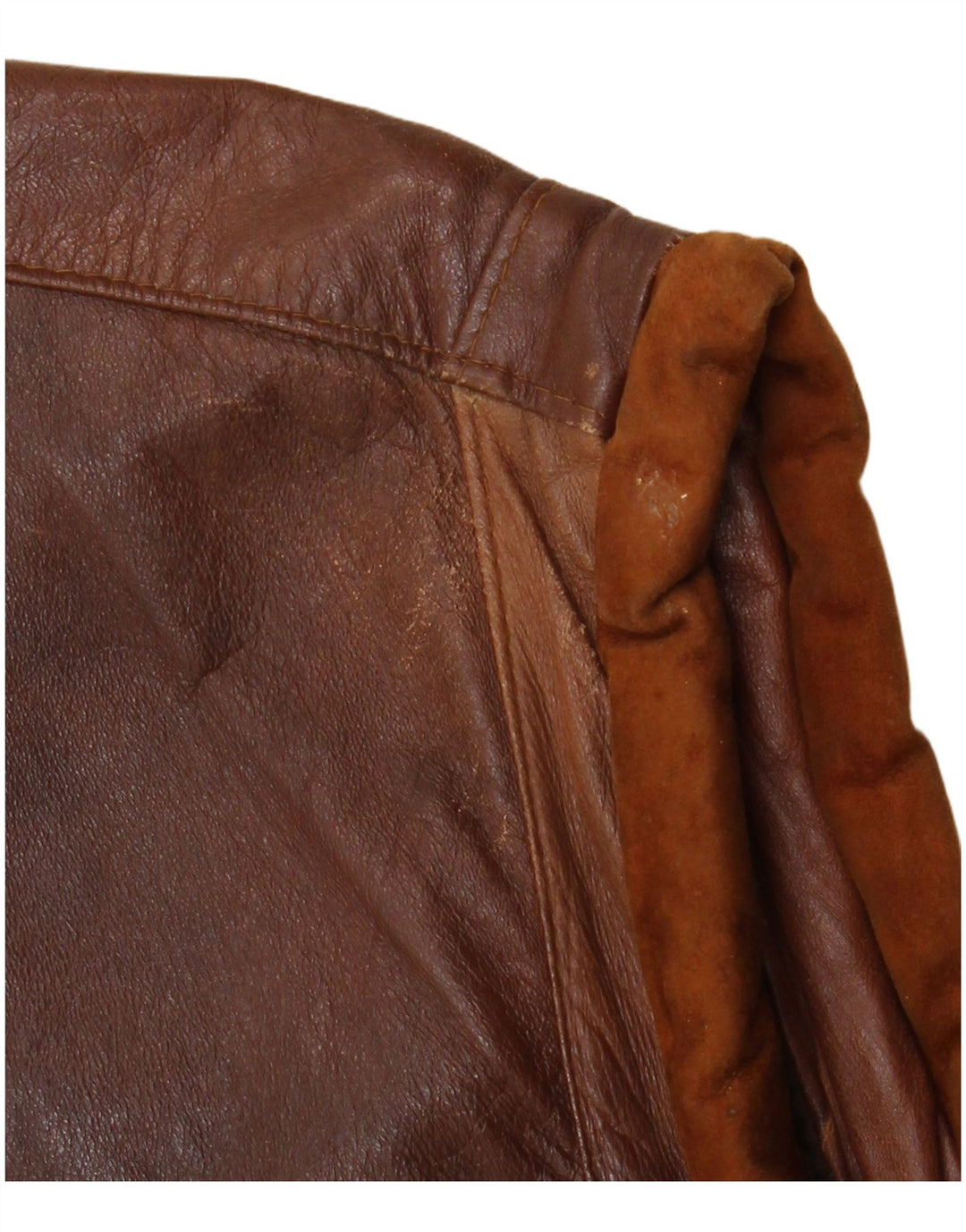 Vintage Mens Leather Gilet UK 40 Large Brown Leather