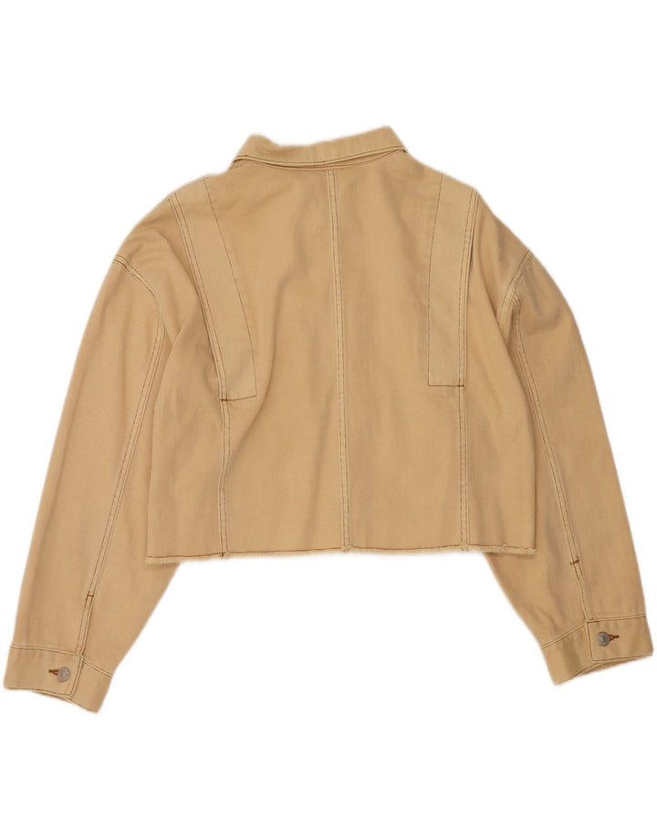ZARA Womens Crop Denim Jacket UK 16 Large Yellow Vintage Zara and Second-Hand Zara from Messina Hembry 