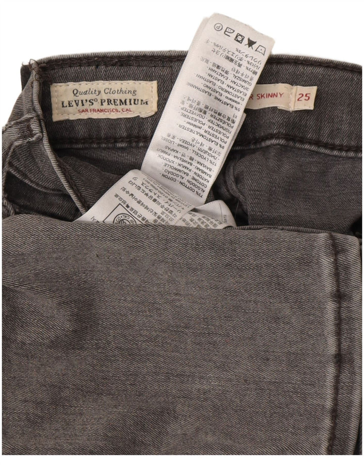 Levi's Womens Distressed Skinny Jeans W25 L28 Γκρι βαμβακερό