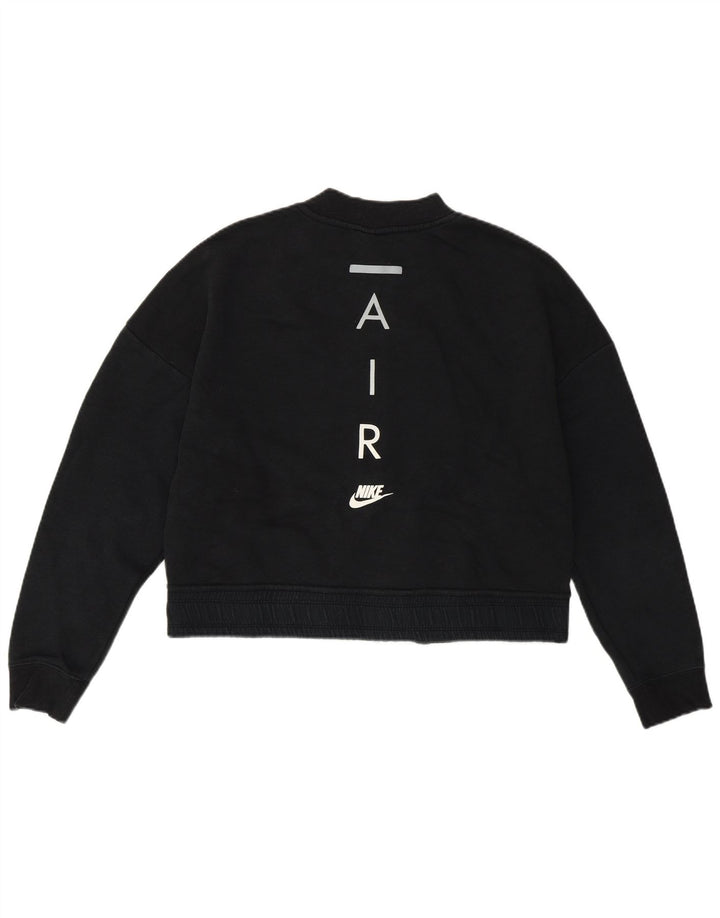 Γυναικεία αθλητική φόρμα Nike Crop γραφικά, κορυφαίο μπουφάν UK 10 Small Black