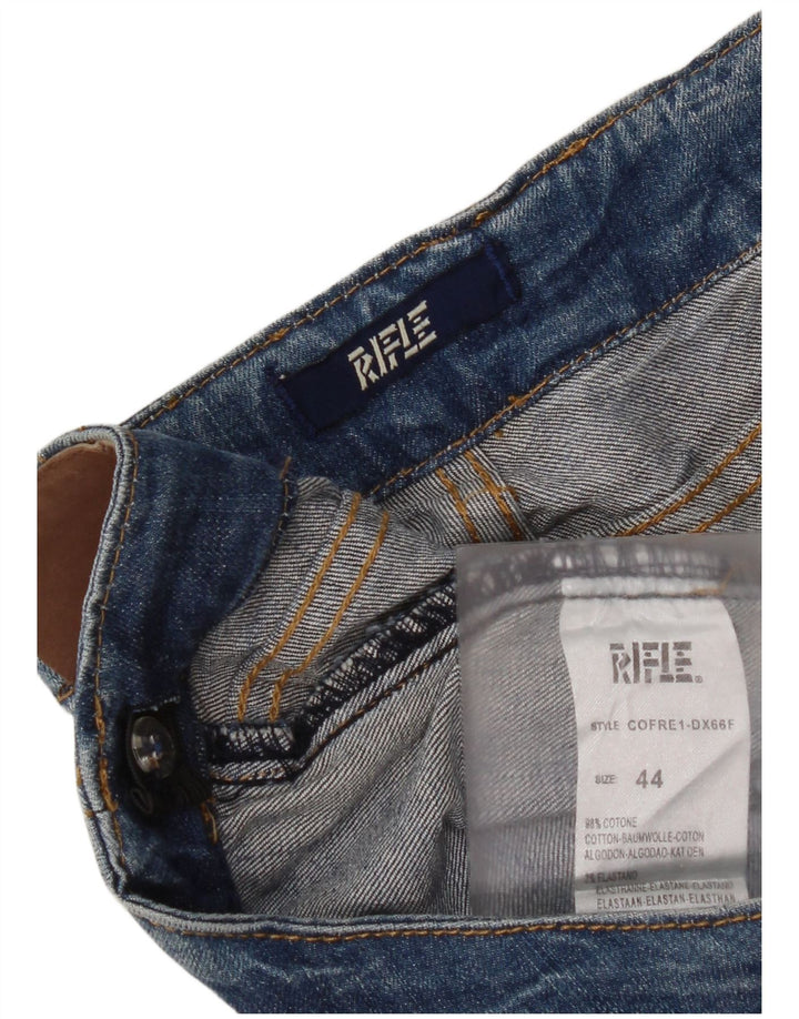 Rifle Womens Distressed Slim Jeans IT 44 Medium W34 L30 Blue Cotton