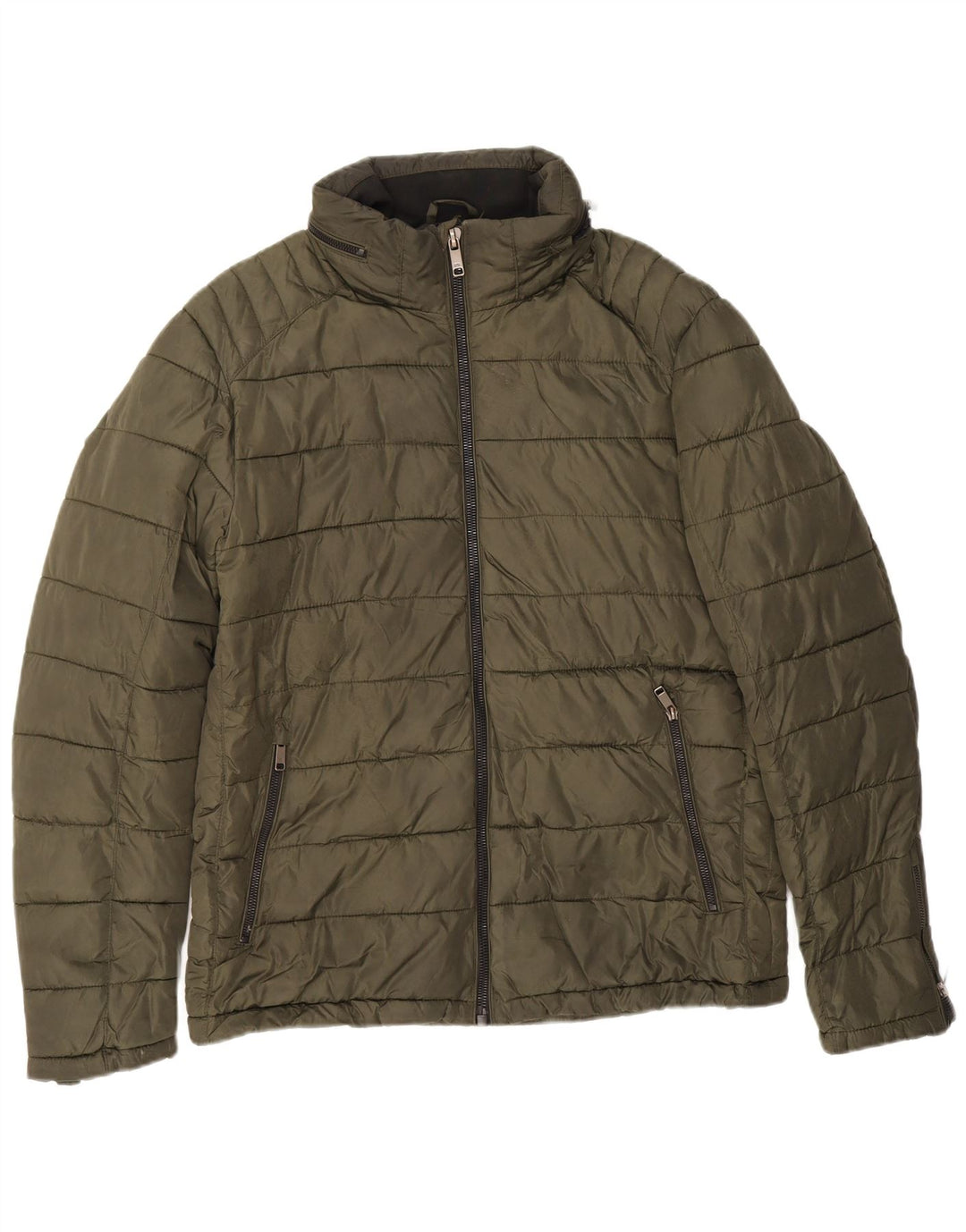 Zara Ανδρικό μπουφάν με κουκούλα UK 40 Large Khaki Nylon