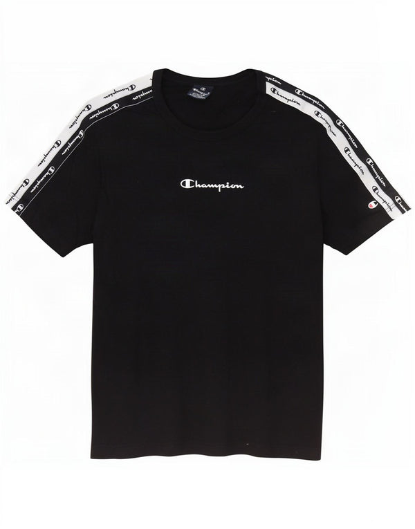 Ανδρικό γραφικό μπλουζάκι Champion Top Medium Black Colourblock Βαμβακερό