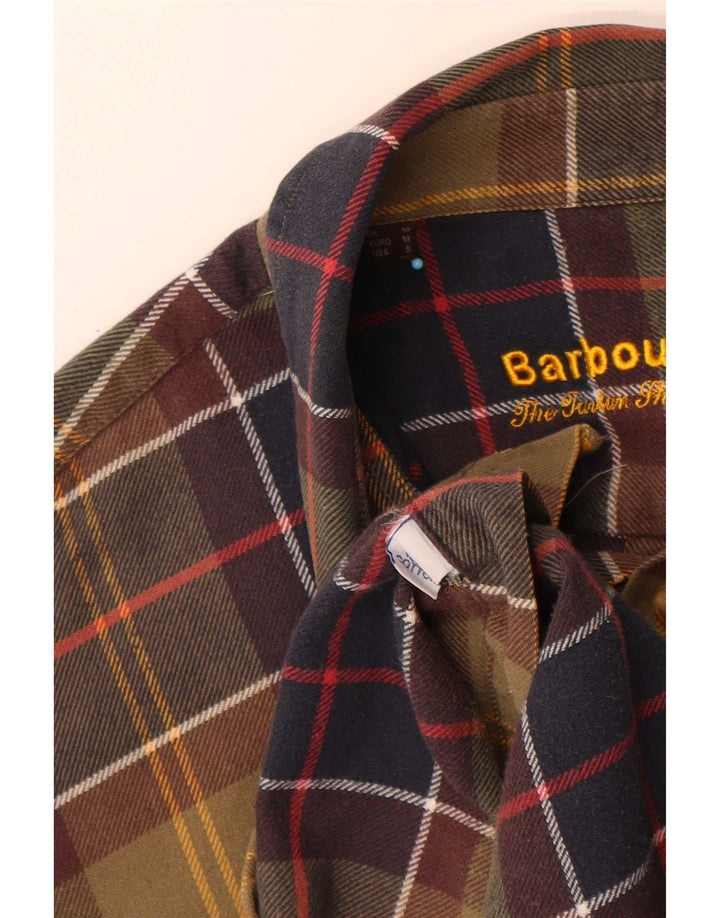 Ανδρικό πουκάμισο Barbour με κανονική εφαρμογή φανελένιο μεσαίο πράσινο καρό βαμβακερό