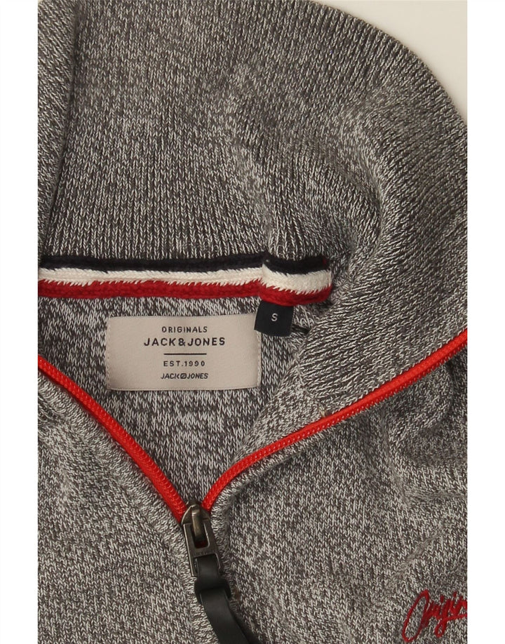 Ανδρικό πουλόβερ Jack & Jones με φερμουάρ σε γκρι μικρό φλύκταινα
