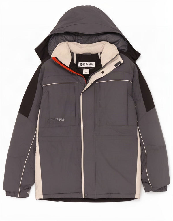 Columbia Boys Hooded Ski Jacket 15-16 Years Grey Colourblock Nylon