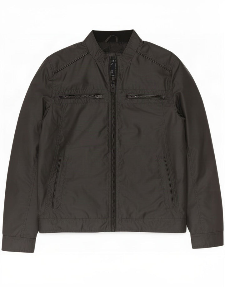 Guess Mens Bomber Jacket UK 38 Medium Black Polyester