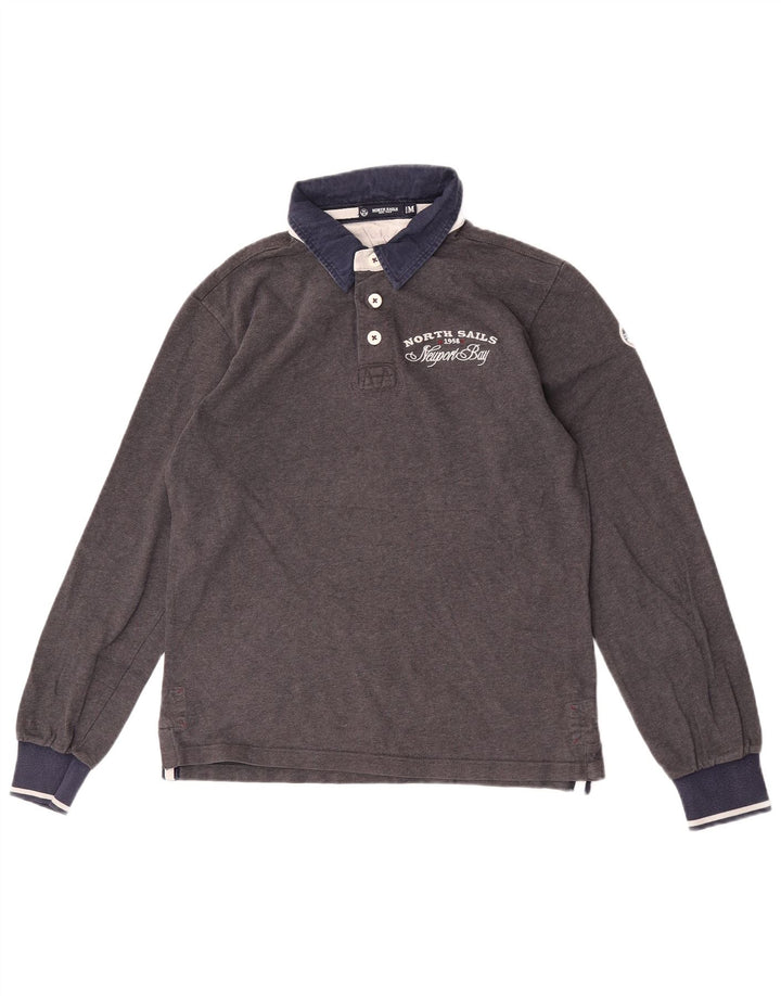 Ανδρικό πουκάμισο πόλο με γραφικό ράγκμπι North Sails με μεσαίο γκρι χρώμα