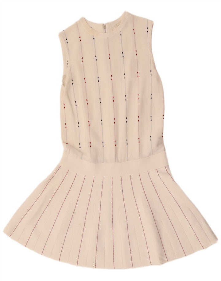 Ted Baker Γυναικείο αμάνικο φόρεμα μέσης 1 XS Λευκό ριγέ