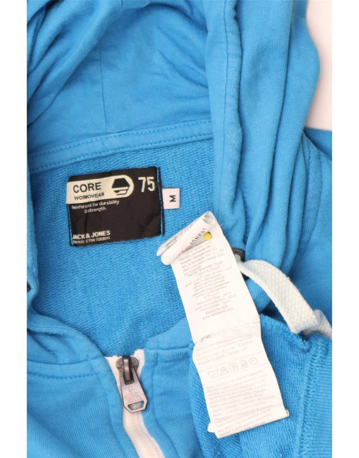 Ανδρικό πουλόβερ Jack & Jones με φερμουάρ με κουκούλα μεσαίου μπλε βαμβακερό