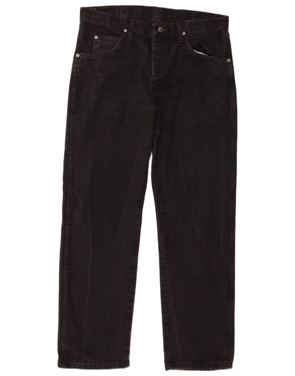 Ανδρικό τζιν Wrangler ίσιο W34 L30 μαύρο βαμβακερό
