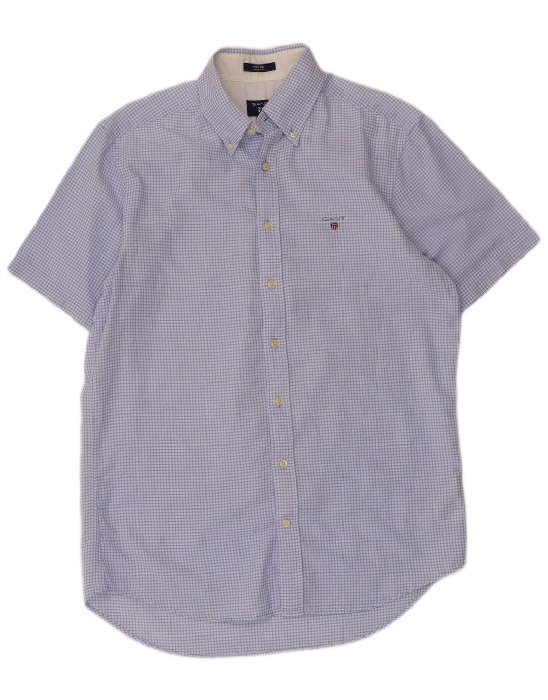 GANT Mens Regular Fit Short Sleeve Shirt Size 37/38 15 Small Blue Gingham