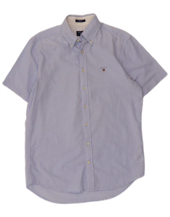 GANT Mens Regular Fit Short Sleeve Shirt Size 37/38 15 Small Blue Gingham