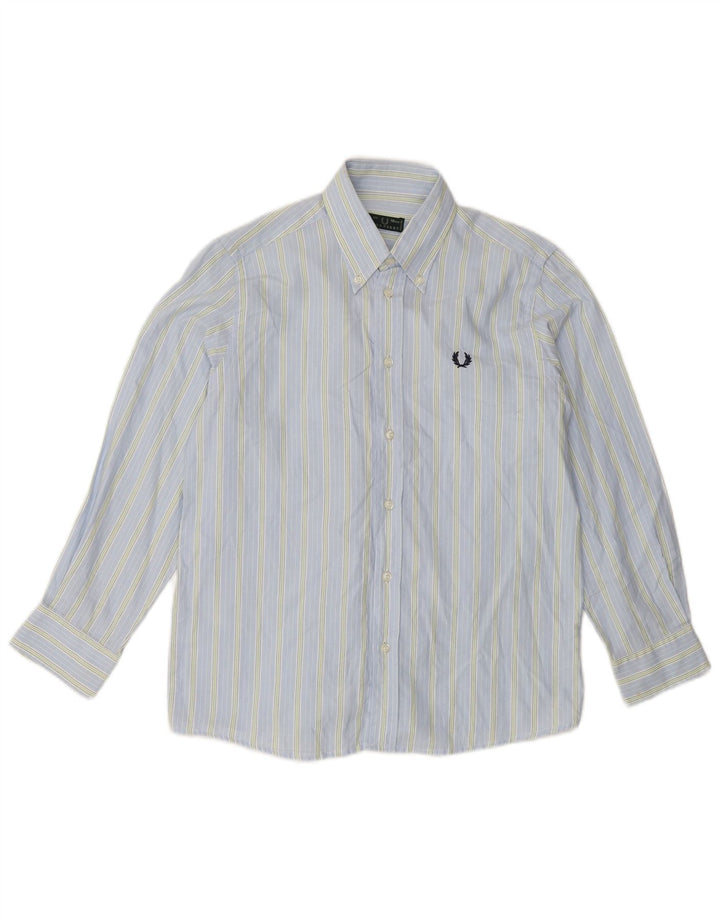 FRED PERRY Boys Shirt 9-10 Years Blue Striped Cotton
