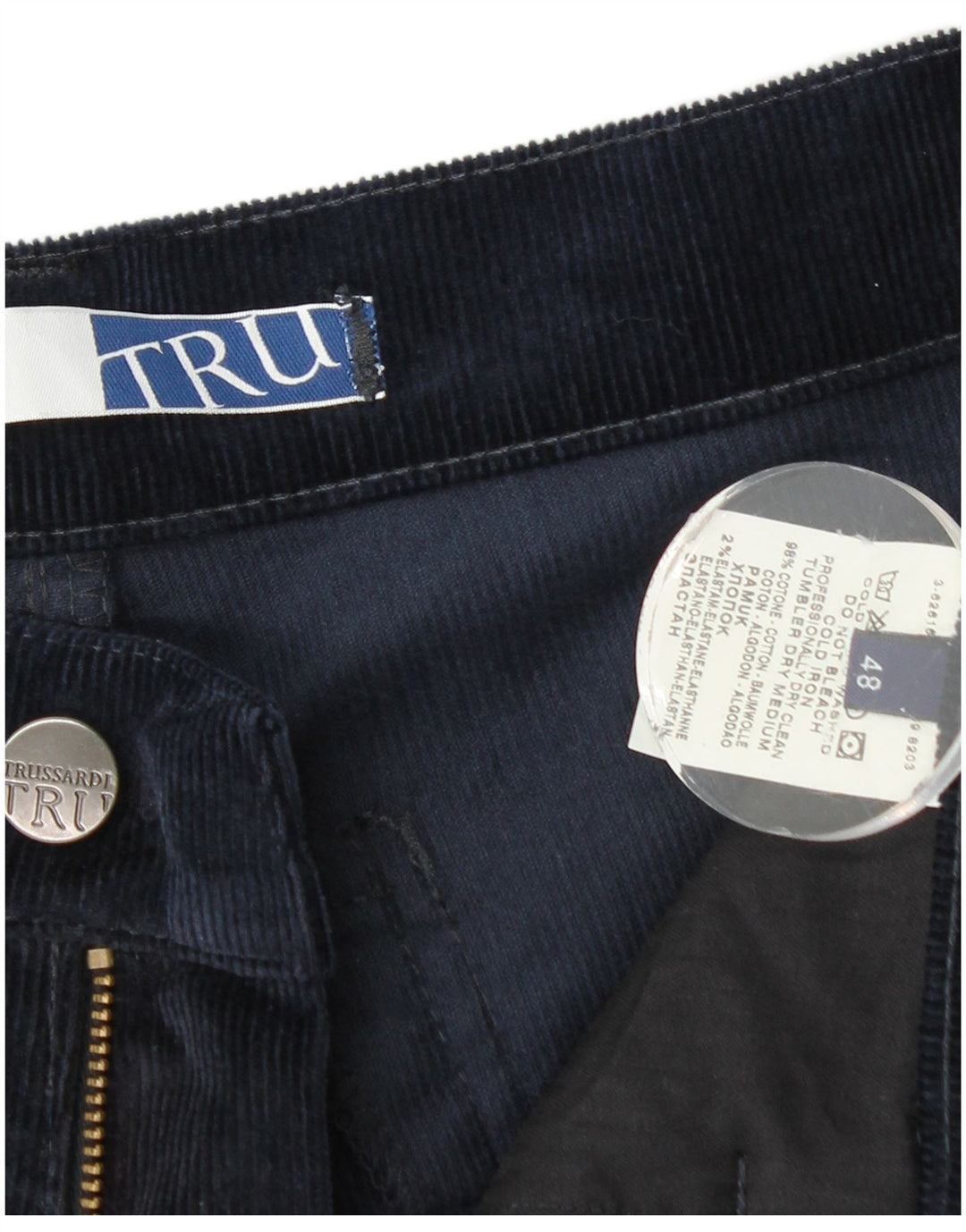 TRUSSARDI Ανδρικό ίσιο κοτλέ παντελόνι IT 48 Medium W32 L29 Navy Blue