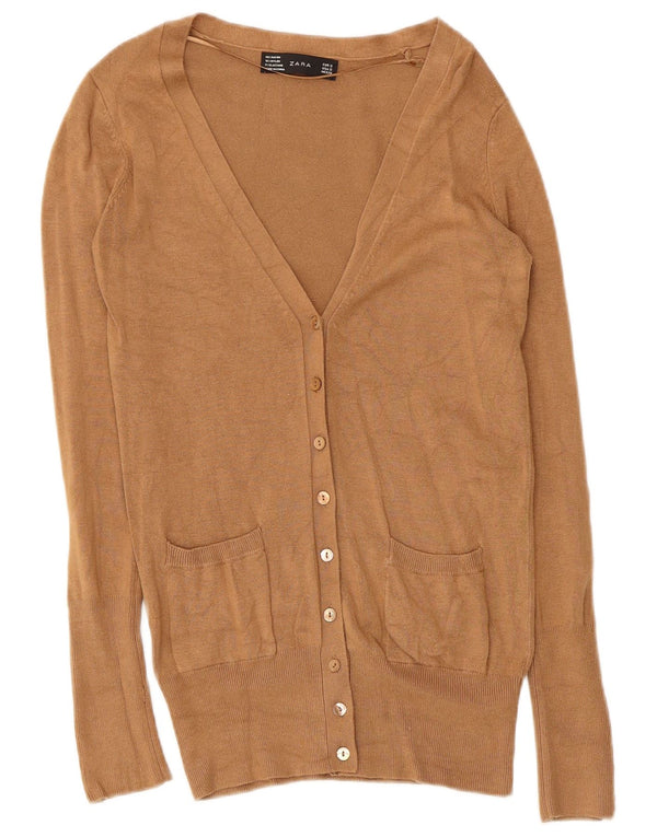 Zara Γυναικεία Ζακέτα UK 10 Small Beige Rayon