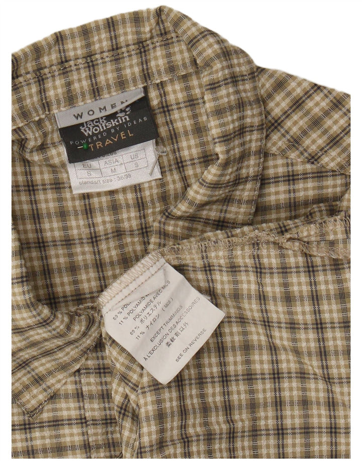 JACK WOLFSKIN Γυναικείο αμάνικο πουκάμισο UK 10 Small Beige Check Polyester
