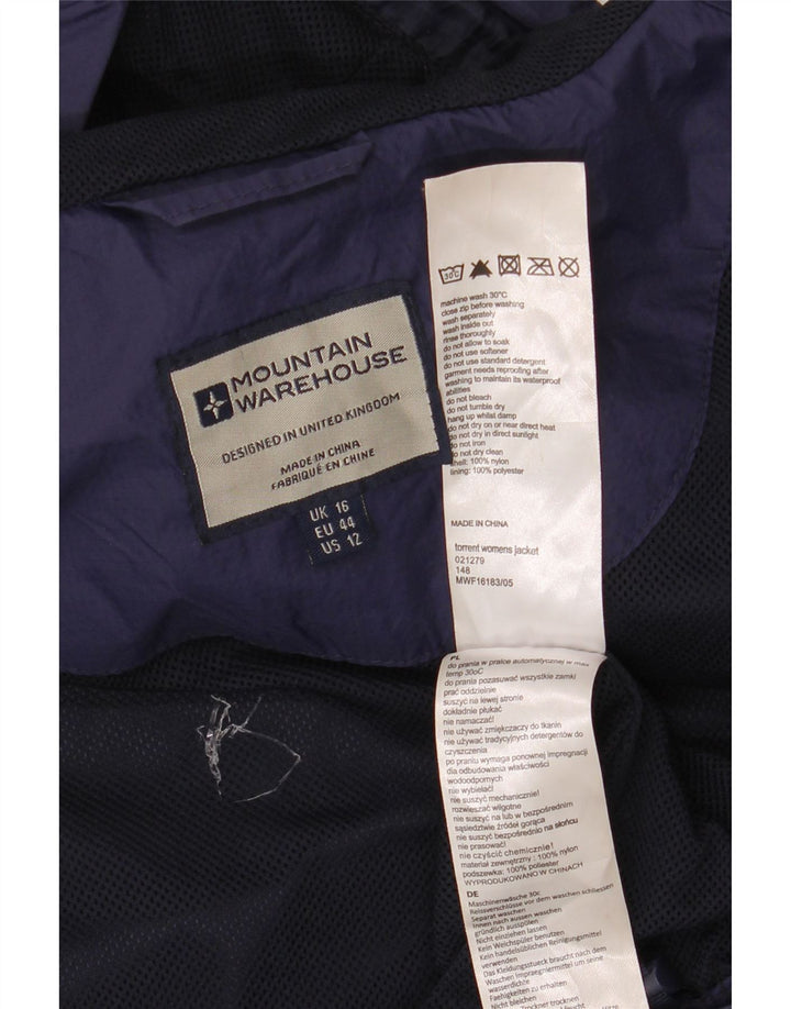Mountain Warehouse Γυναικείο μπουφάν βροχής με κουκούλα UK 16 Large Navy Blue Nylon