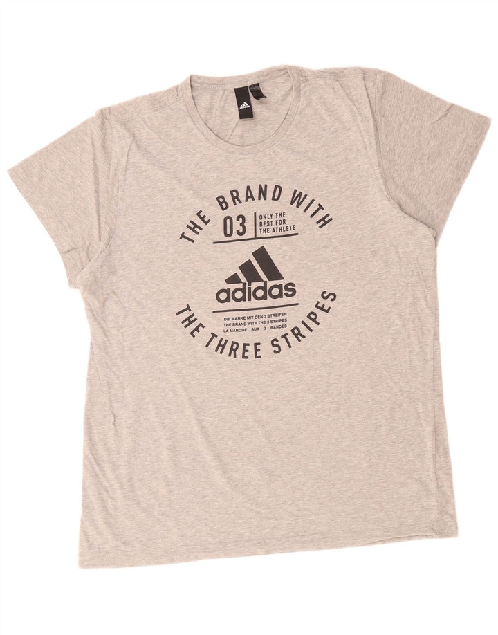Ανδρικό γραφικό T-Shirt Adidas Top Μεσαίο γκρι βαμβακερό
