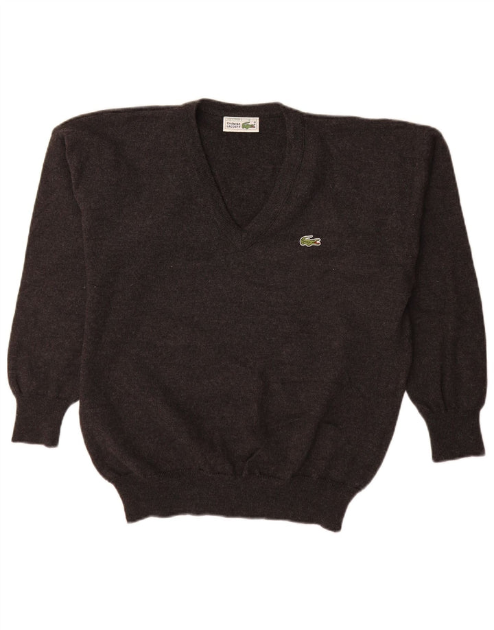 Ανδρικό πουλόβερ Lacoste με V λαιμόκοψη, μέγεθος 6 XL Γκρι νέο μαλλί