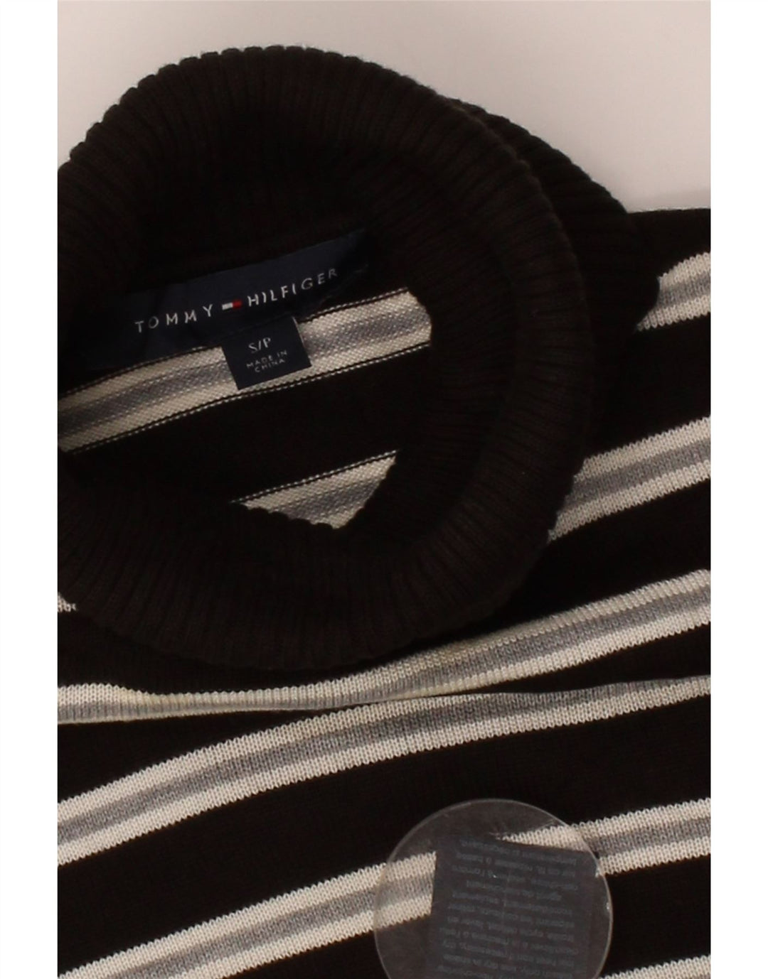 TOMMY HILFIGER Womens Oversized Roll Neck Jumper Sweater UK 10 Small Black Vintage Tommy Hilfiger and Second-Hand Tommy Hilfiger from Messina Hembry 