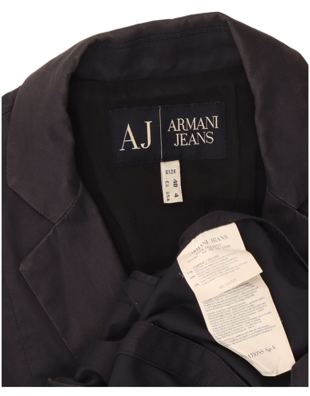 ARMANI Γυναικείο σακάκι σακάκι με 2 κουμπιά US 4 Small Navy Blue από βαμβάκι