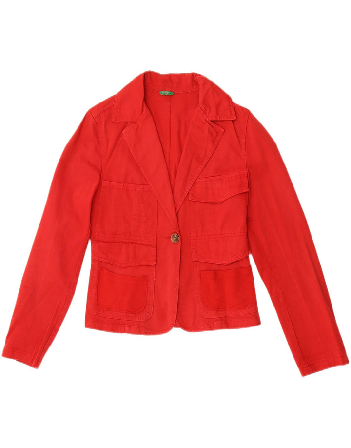 Γυναικείο Μπουφάν Benetton Graphic 1 Button Blazer IT 42 Μεσαίο κόκκινο βαμβακερό