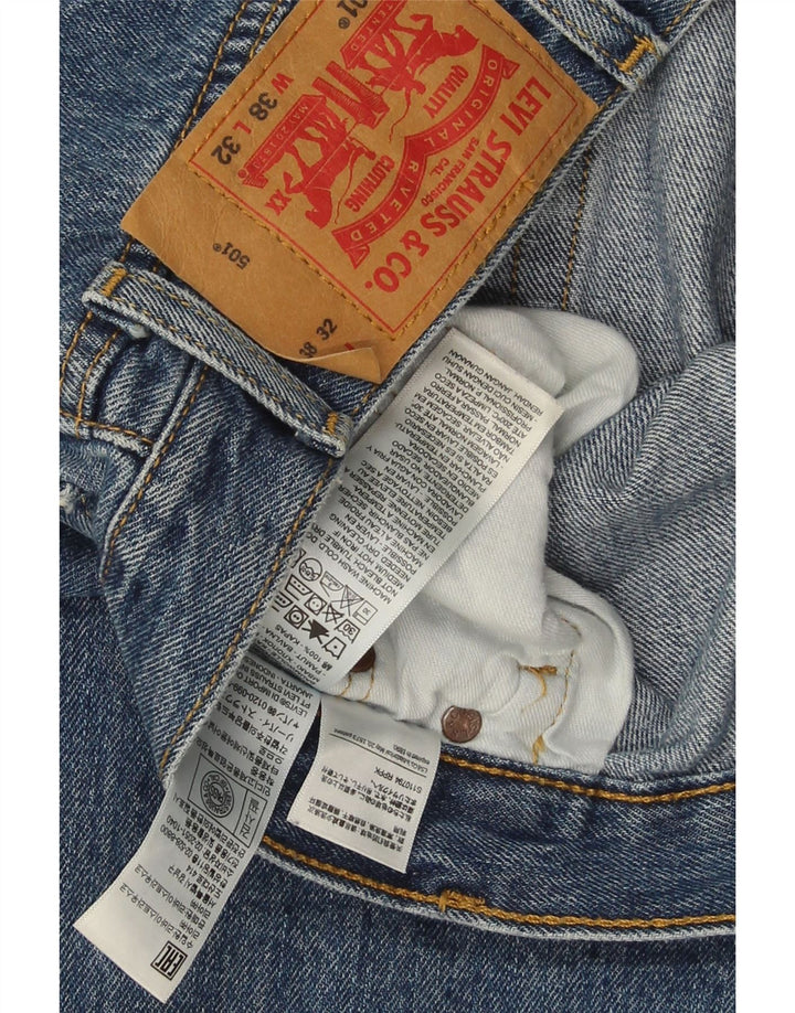 Levi's Mens 501 Straight Jeans W38 L32 Μπλε Βαμβακερό