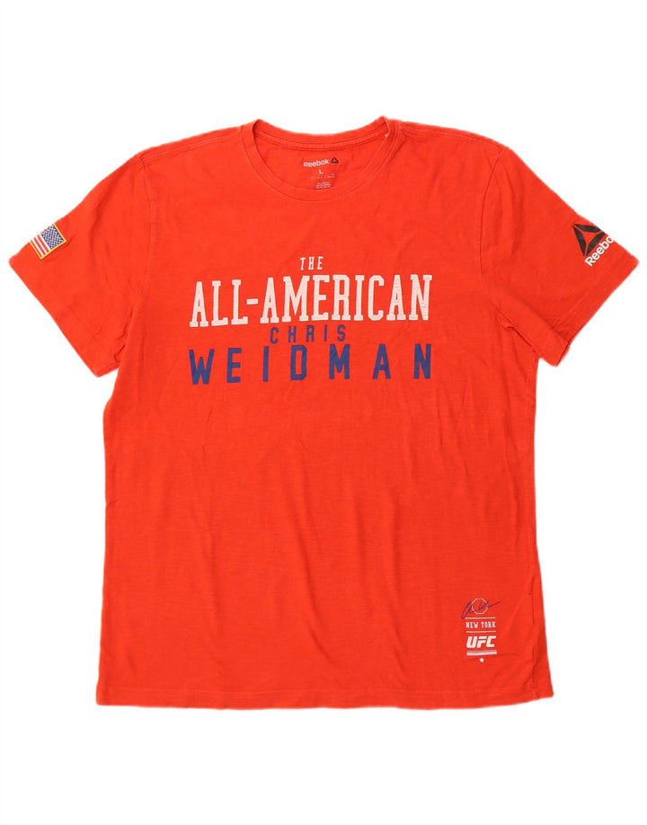 Ανδρικό γραφικό T-Shirt REEBOK Top μεγάλο πορτοκαλί βαμβακερό